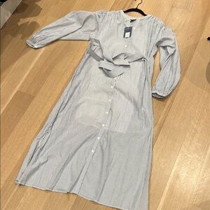 Universal Thread Blue & White Striped Maxi Dress with Tie Waist